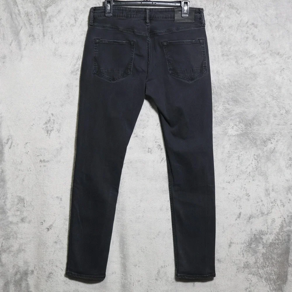 AllSaints Jeans Mens 31x31 Black Rex Damaged Skinny Slim Stretch Distressed